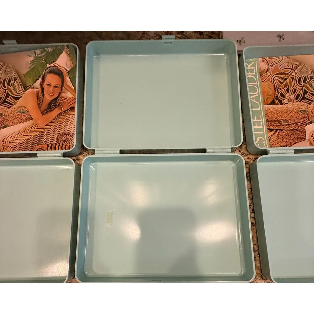 Estee Lauder Vintage Travel Train Cases Set of 3 Makeup Cosmetic Organizer‎
